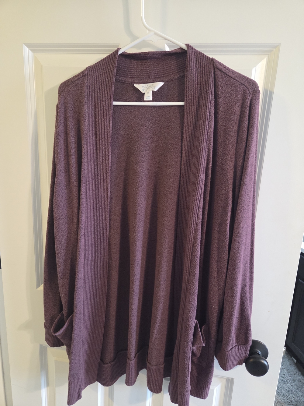 Maket And SPRUCE XL  Open-Front Long Cardigan - Plum